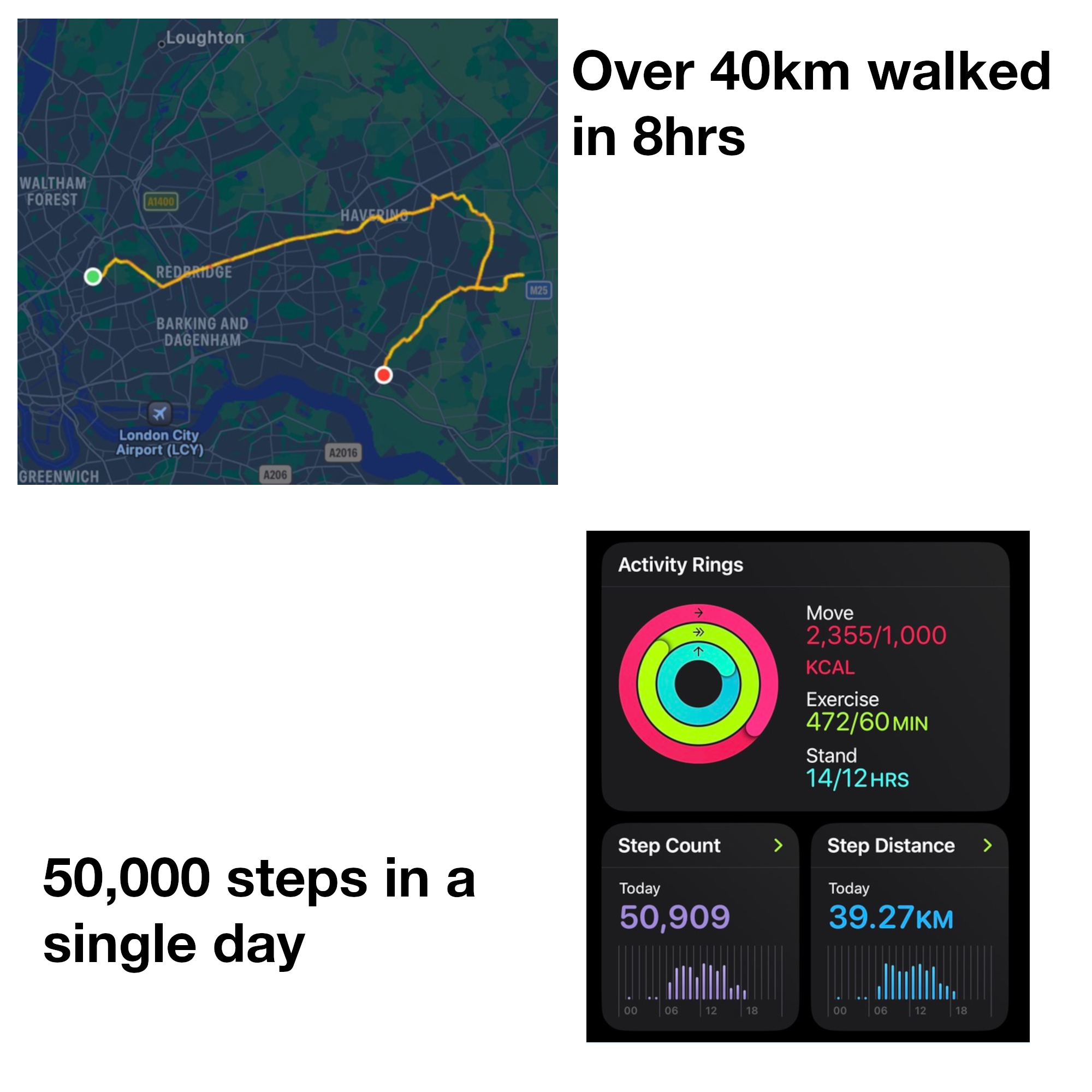 50k steps walked in a day